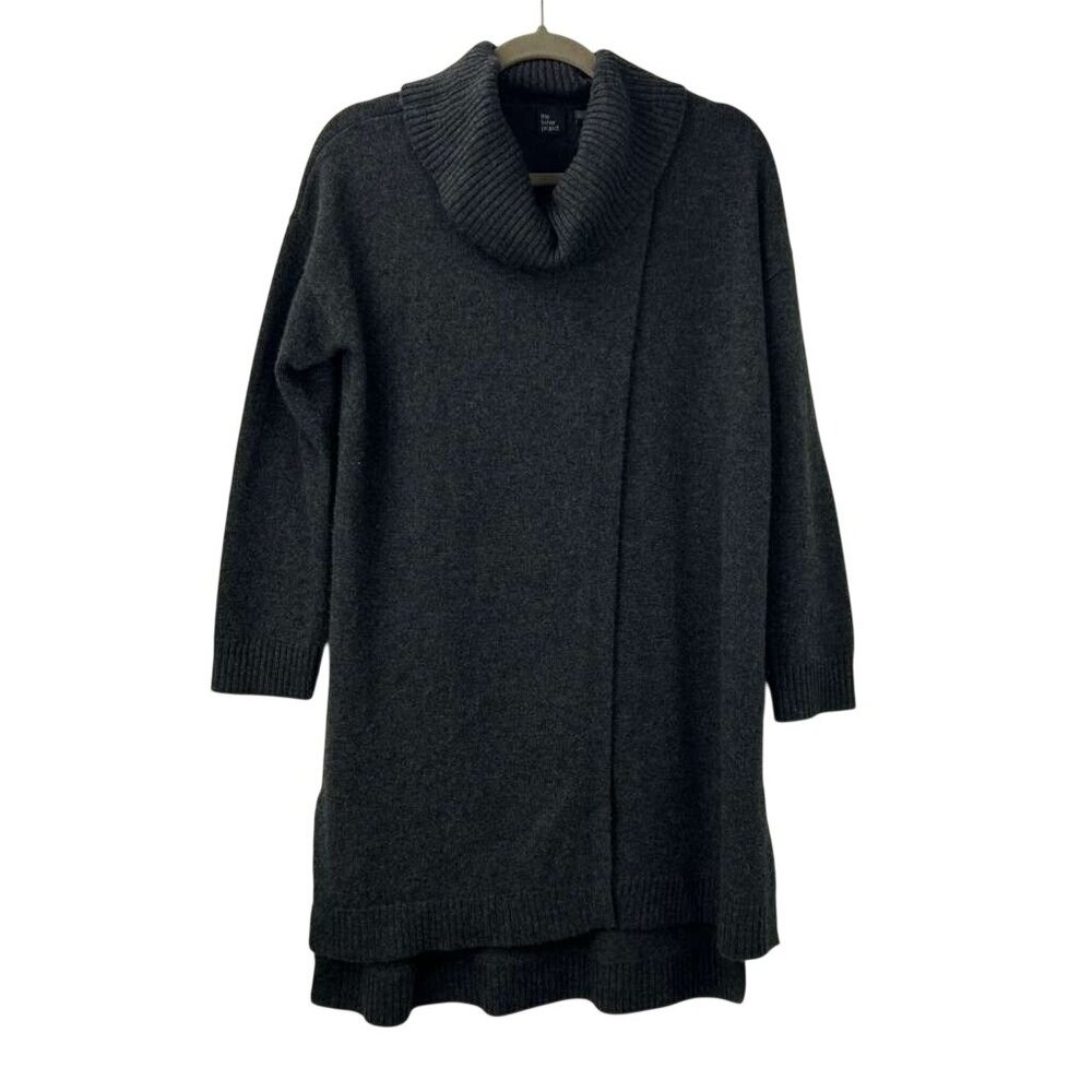 The Fisher Project Women's S 100% Cashmere Gray Tunic Sweater Dress Side Slits